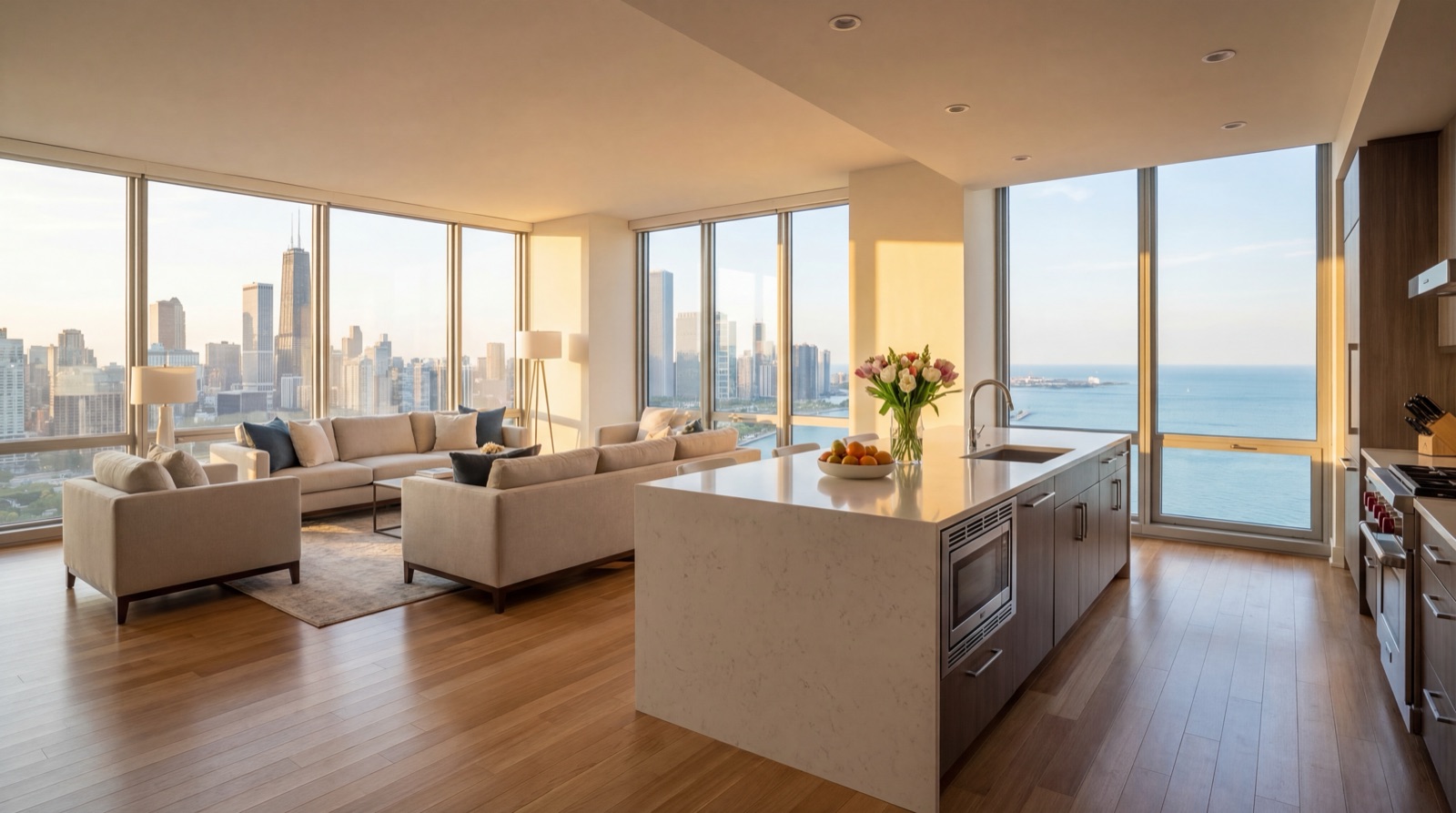 High-floor Chicago residence with skyline view